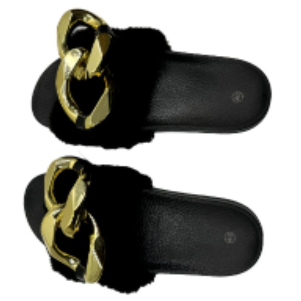 Women's Black Flip Flop with Chain Size: 40 - Picture 2 of 3